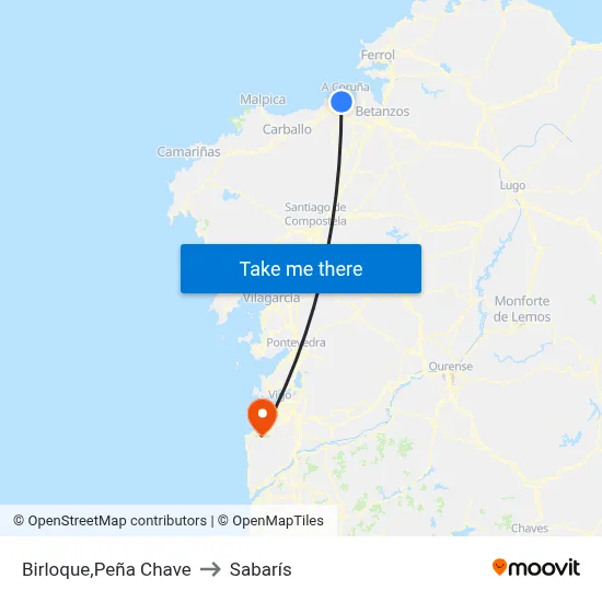 Birloque,Peña Chave to Sabarís map