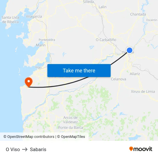 O Viso to Sabarís map