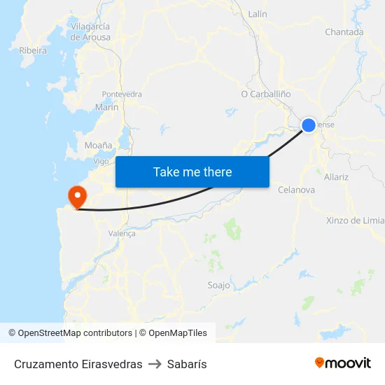 Cruzamento Eirasvedras to Sabarís map