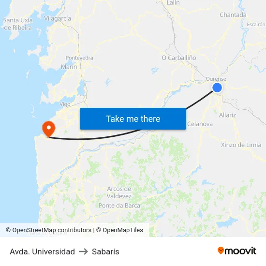 Avda. Universidad to Sabarís map
