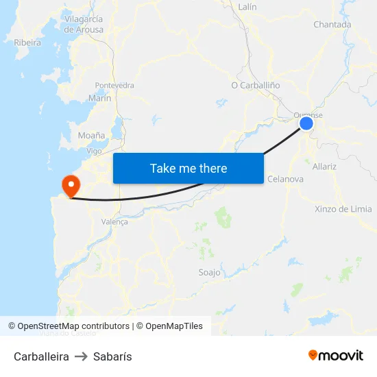 Carballeira to Sabarís map