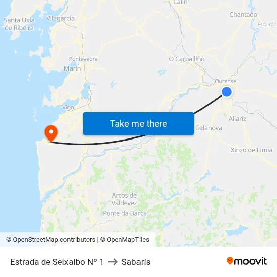 Estrada de Seixalbo Nº 1 to Sabarís map