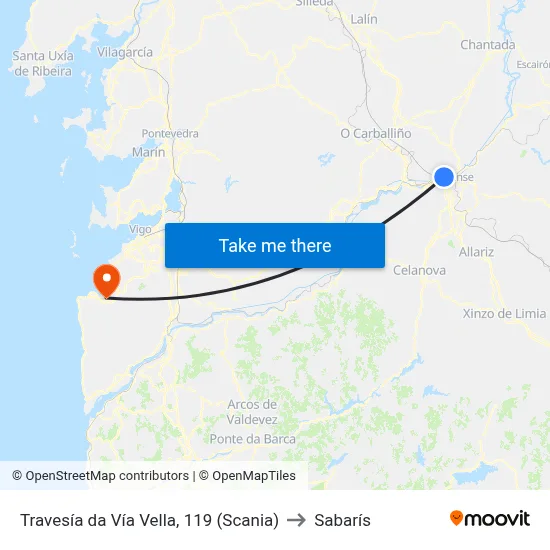 Travesía da Vía Vella, 119 (Scania) to Sabarís map