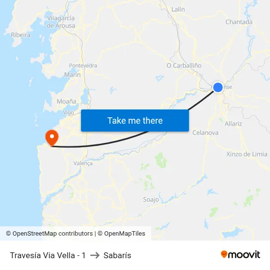 Travesía Via Vella - 1 to Sabarís map