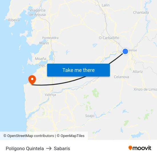 Polígono Quintela to Sabarís map
