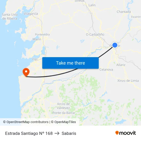 Estrada Santiago Nº 168 to Sabarís map