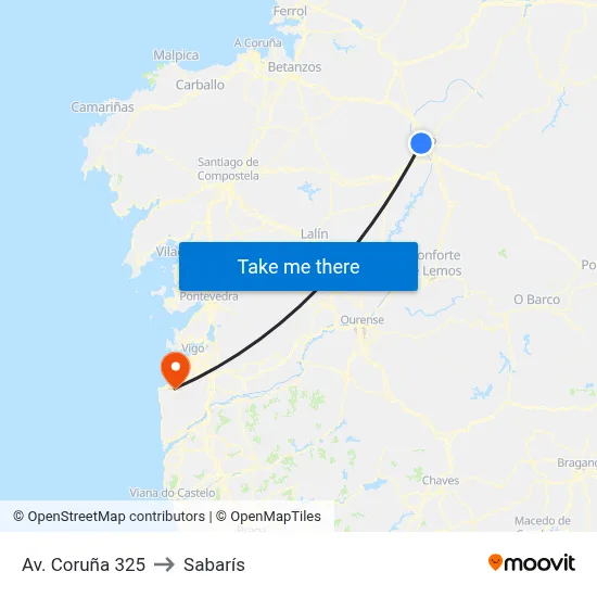 Av. Coruña 325 to Sabarís map