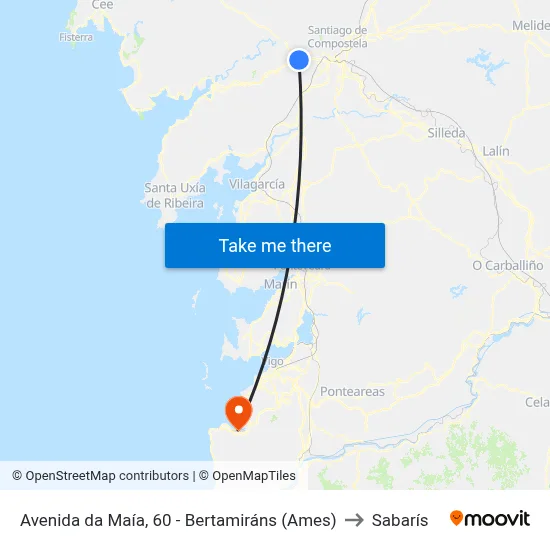 Avenida da Maía, 60 - Bertamiráns (Ames) to Sabarís map