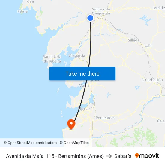 Avenida da Maía, 115 - Bertamiráns (Ames) to Sabarís map