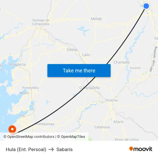 Hula (Ent. Persoal) to Sabarís map