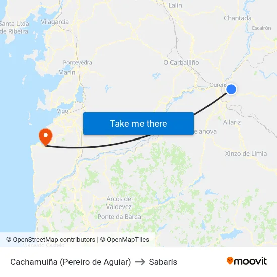 Cachamuiña (Pereiro de Aguiar) to Sabarís map