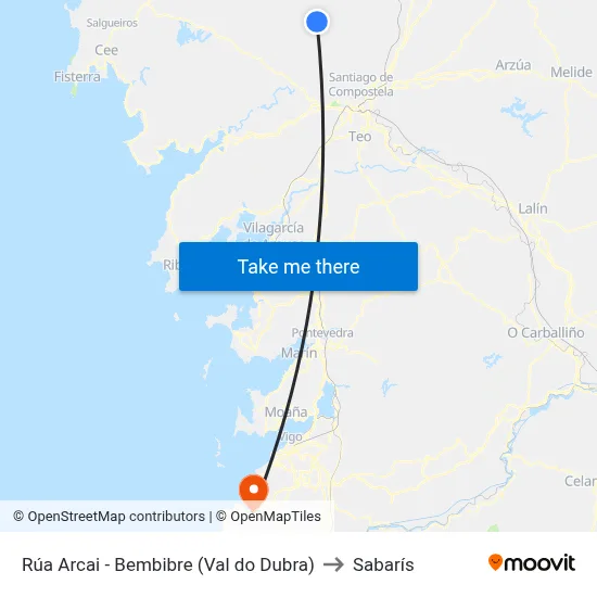Rúa Arcai - Bembibre (Val do Dubra) to Sabarís map