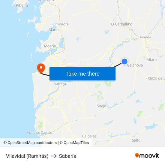 Vilavidal (Ramirás) to Sabarís map