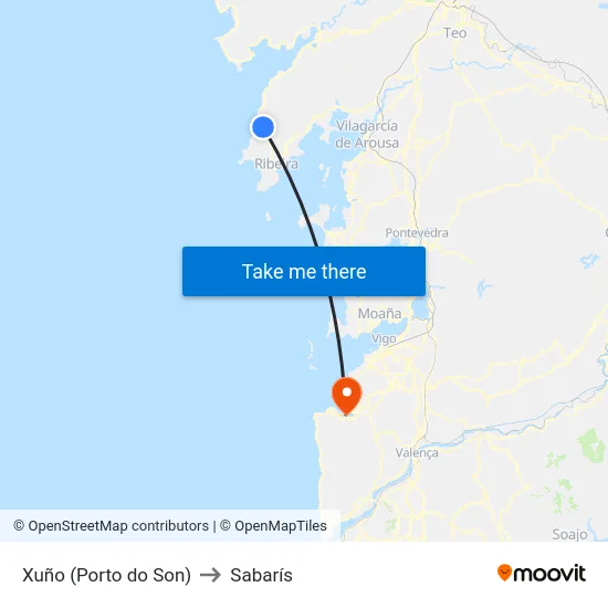 Xuño (Porto do Son) to Sabarís map
