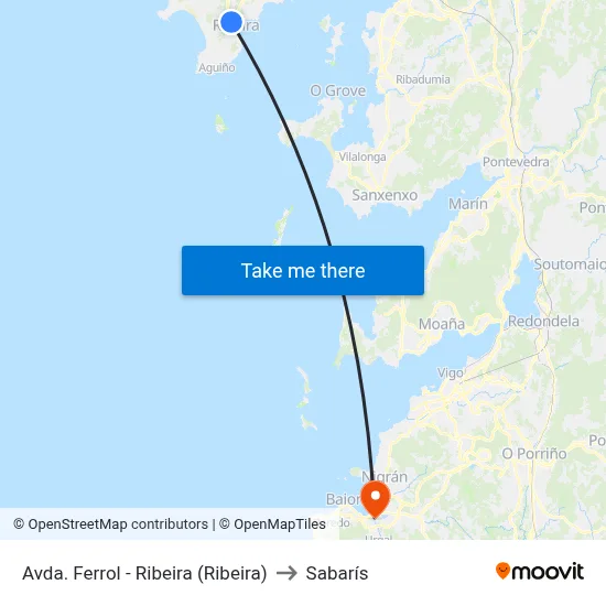 Avda. Ferrol - Ribeira (Ribeira) to Sabarís map