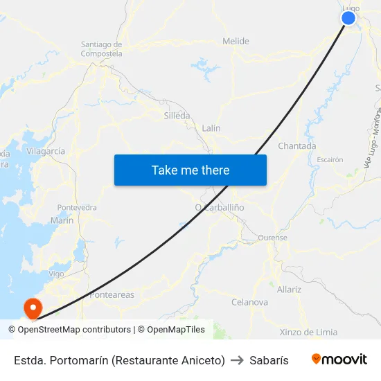 Estda. Portomarín (Restaurante Aniceto) to Sabarís map