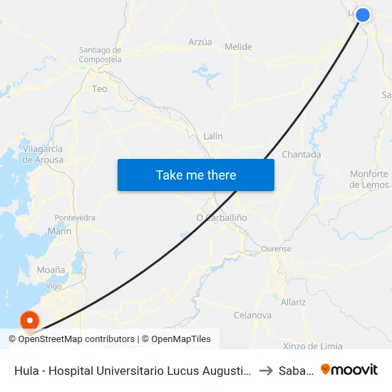 Hula - Hospital Universitario Lucus Augusti (Lugo) to Sabarís map