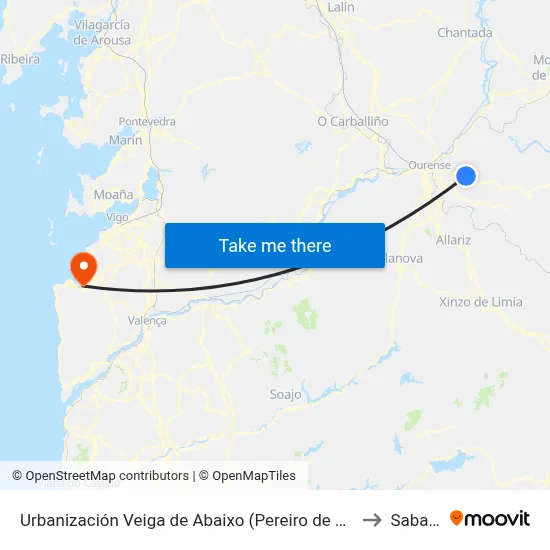 Urbanización Veiga de Abaixo (Pereiro de Aguiar) to Sabarís map
