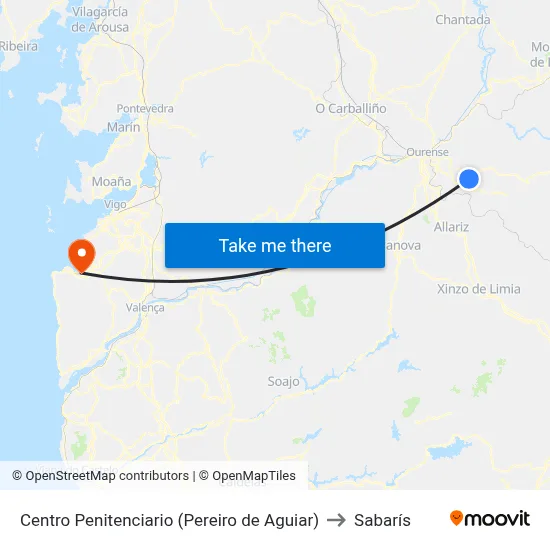 Centro Penitenciario (Pereiro de Aguiar) to Sabarís map