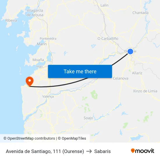 Avenida de Santiago, 111 (Ourense) to Sabarís map