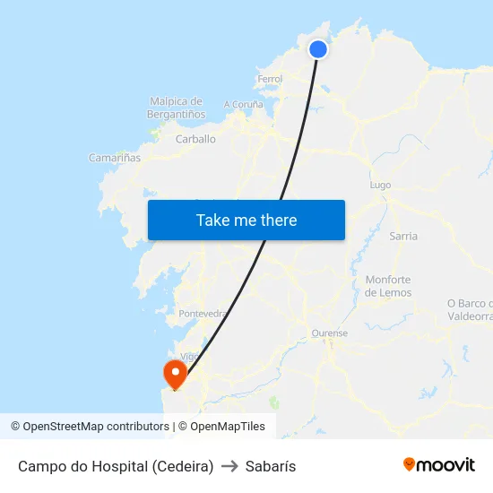 Campo do Hospital (Cedeira) to Sabarís map