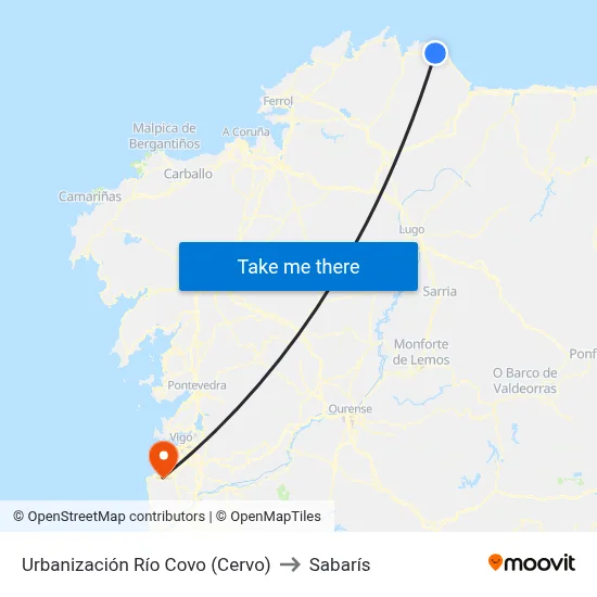 Urbanización Río Covo (Cervo) to Sabarís map