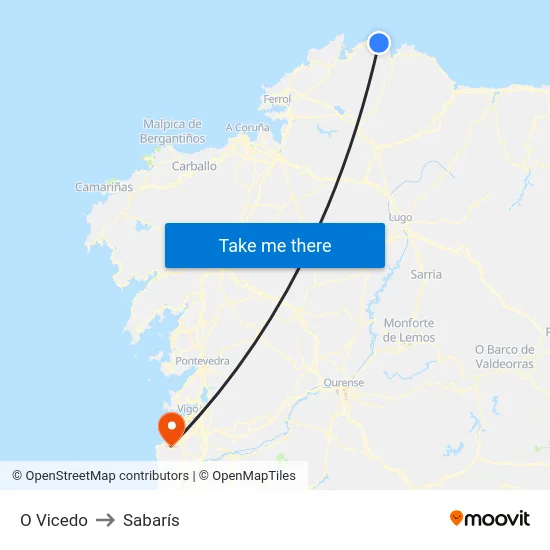 O Vicedo to Sabarís map