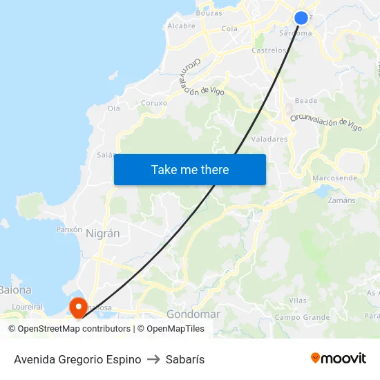 Avenida Gregorio Espino to Sabarís map