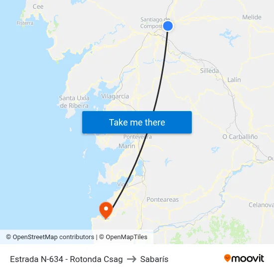 Estrada N-634 - Rotonda Csag to Sabarís map
