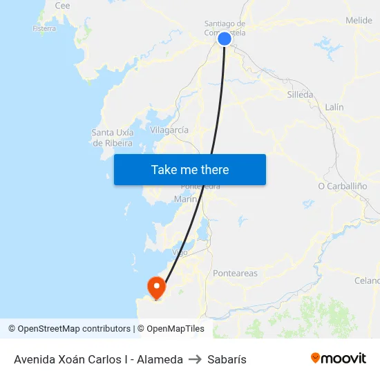 Avenida Xoán Carlos I - Alameda to Sabarís map