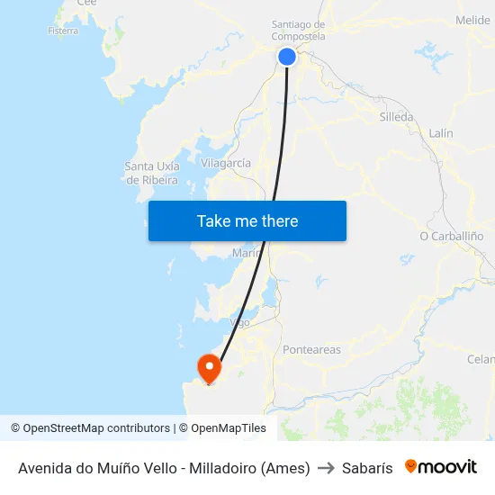Avenida do Muíño Vello - Milladoiro (Ames) to Sabarís map
