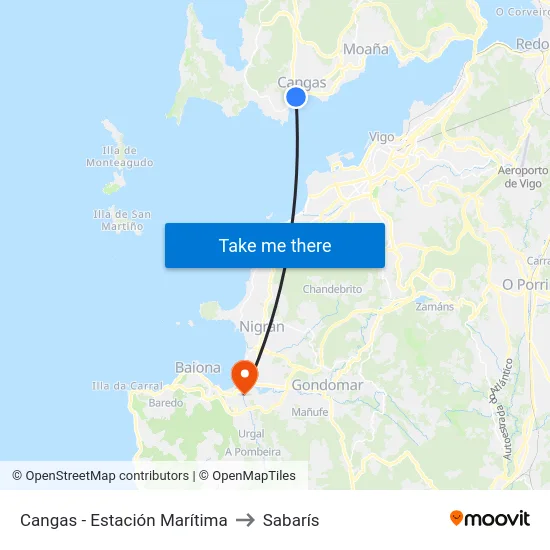Cangas - Estación Marítima to Sabarís map