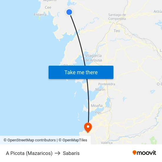 A Picota (Mazaricos) to Sabarís map