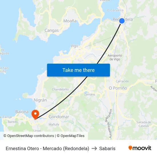 Ernestina Otero - Mercado (Redondela) to Sabarís map