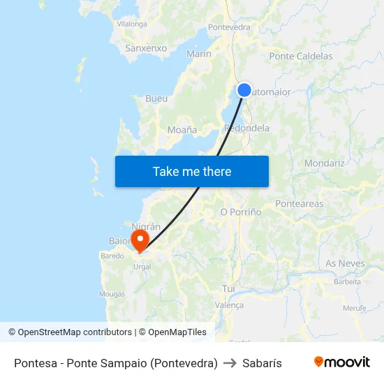 Pontesa - Ponte Sampaio (Pontevedra) to Sabarís map