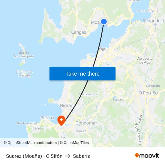 Suarez (Moaña) - O Sifón to Sabarís map