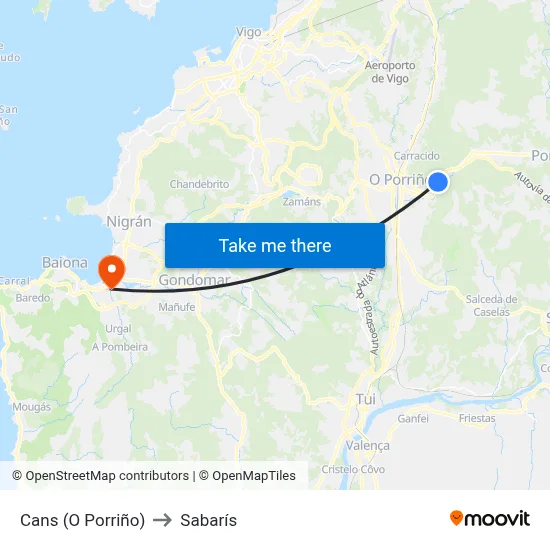 Cans (O Porriño) to Sabarís map
