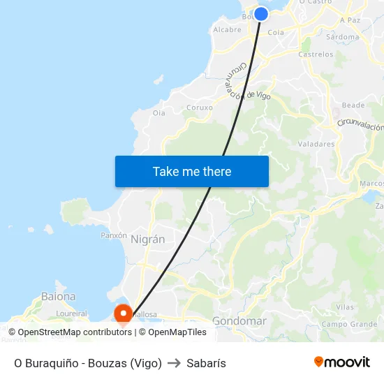 O Buraquiño - Bouzas (Vigo) to Sabarís map