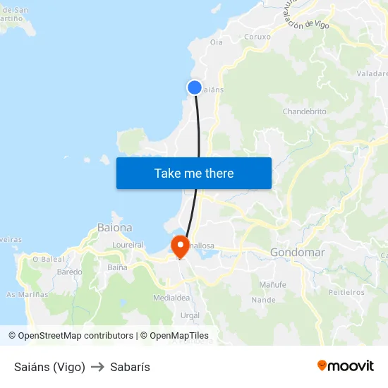 Saiáns (Vigo) to Sabarís map