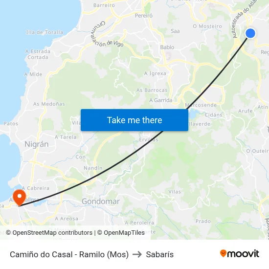 Camiño do Casal - Ramilo (Mos) to Sabarís map