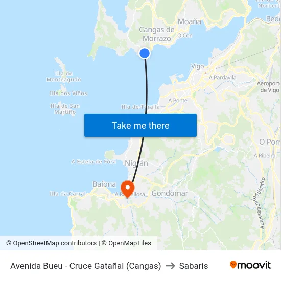 Avenida Bueu - Cruce Gatañal (Cangas) to Sabarís map