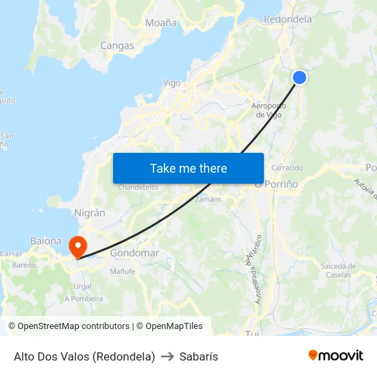 Alto Dos Valos (Redondela) to Sabarís map