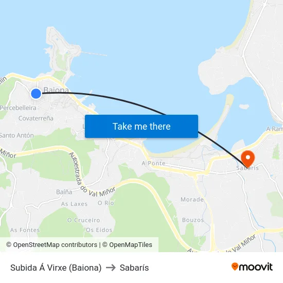 Subida Á Virxe (Baiona) to Sabarís map
