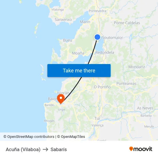 Acuña (Vilaboa) to Sabarís map