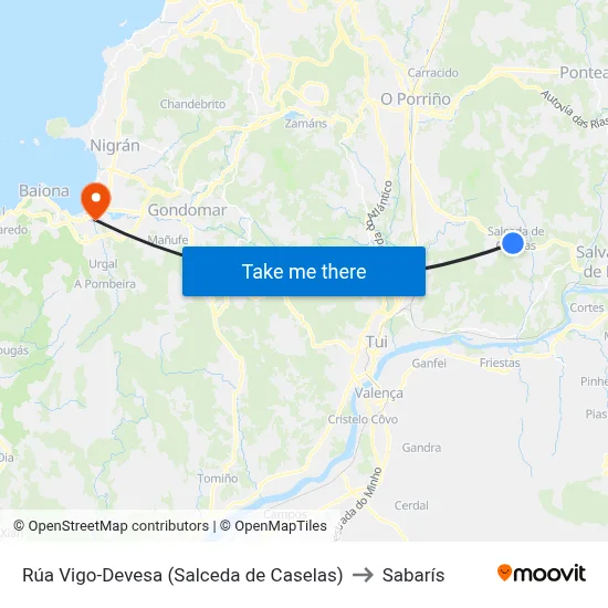 Rúa Vigo-Devesa (Salceda de Caselas) to Sabarís map