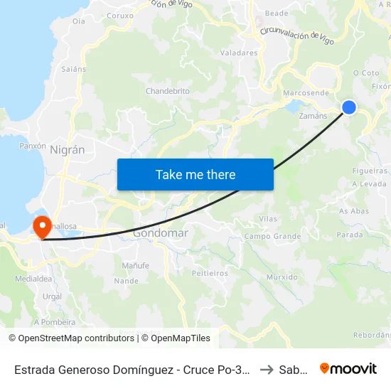 Estrada Generoso Domínguez - Cruce Po-331 (Mos) to Sabarís map