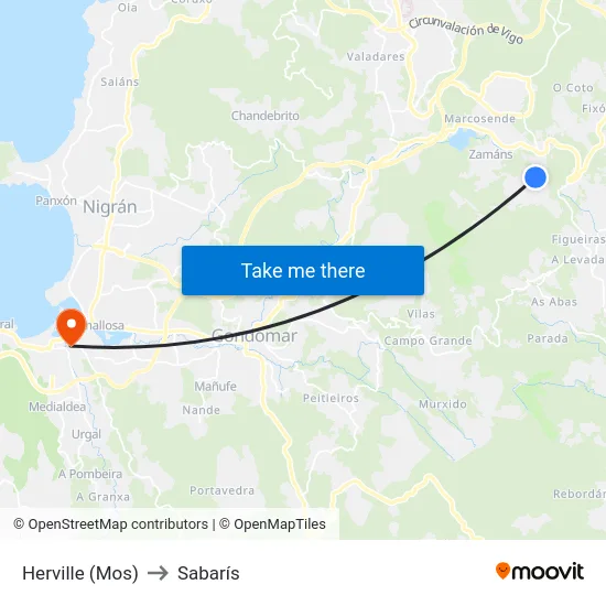 Herville (Mos) to Sabarís map