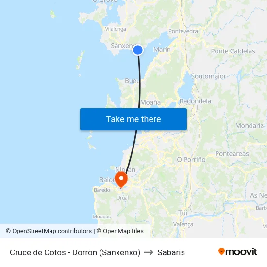 Cruce de Cotos - Dorrón (Sanxenxo) to Sabarís map
