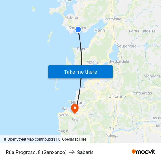Rúa Progreso, 8 (Sanxenxo) to Sabarís map