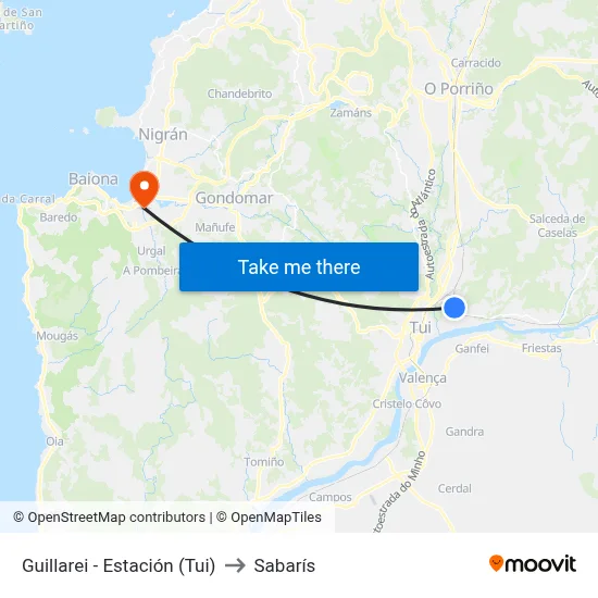Guillarei - Estación (Tui) to Sabarís map